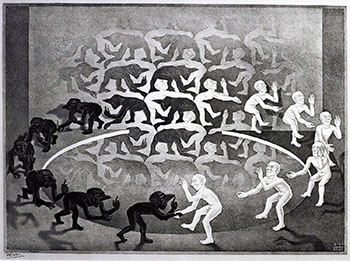 Une œuvre de M.C. Escher avec des perspectives impossibles